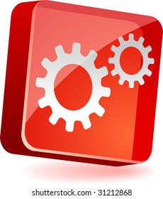 Gear 3d icon. Vector illustration.