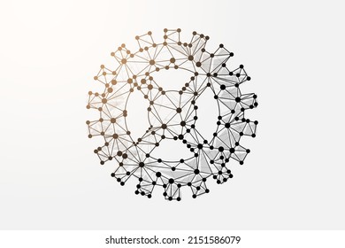 Gear 3d low poly symbol with connected dots. Mechanical technology, gear wheel design vector illustration. Industry development polygonal wireframe