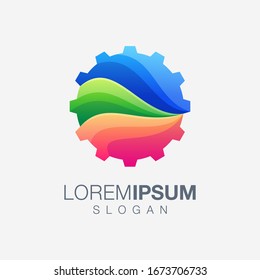 gear abstract colorful logo design