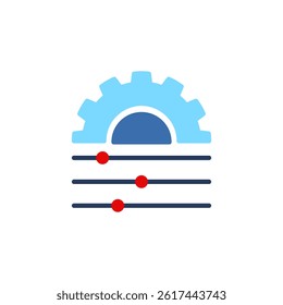 gear adjustment icon, simple flat style, illustration, logo sign symbol pictogram template, for ui or ux isolated on white for mobile app, editable