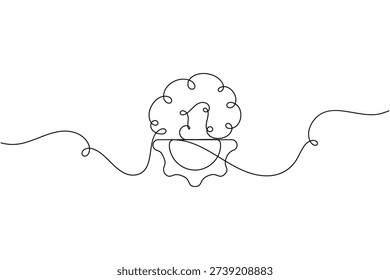 Gear with AI brain icon continuous one line drawing on white background minimalist intelligent technology gear symbol outline vector illustration
