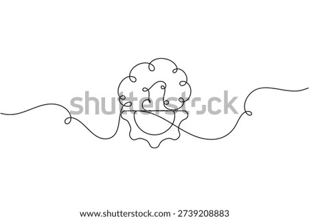Gear with AI brain icon continuous one line drawing on white background minimalist intelligent technology gear symbol outline vector illustration