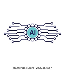 Engrenagem com ai dentro e linhas de placa de circuito.