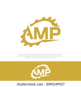 Gear AMP logo abstract illustration Vector template, symbol, icon