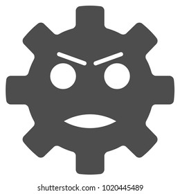 Gear Angry Smiley vector icon. Style is flat graphic gray symbol.