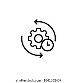 Gear and arrow. Agile process line icon. Process sign. Vector on isolated white background. EPS 10