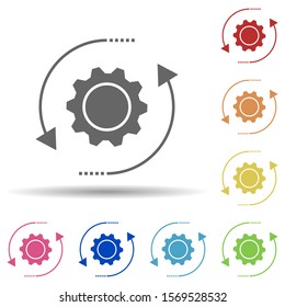 Gear, arrow, circle in multi color style icon. Simple glyph, flat vector of business icons for ui and ux, website or mobile application