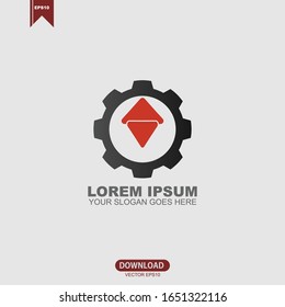 Gear With Arrow Concept Logo Vector Design Template