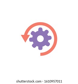Gear and arrow design, construction work repair machine part technology industry and technical theme Vector illustration