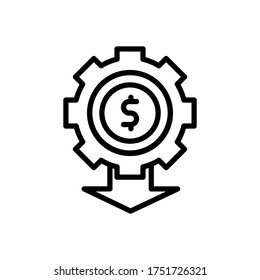 gear arrow dollar icon. Simple line, outline vector elements of bankruptcy icons for ui and ux, website or mobile application