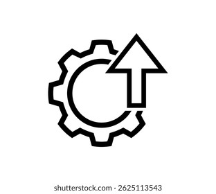 Zahnradpfeil-Symbol. Symbol für Effizienz, Fortschritt, Wachstum und Erfolg. Operative Exzellenz, Vektordesign und Illustration.
