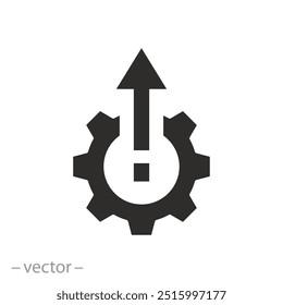 gear with arrow icon, system upgrade, update process, install software, flat vector illustration