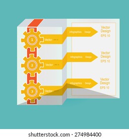  gear and arrow infographics on the box. vector design
