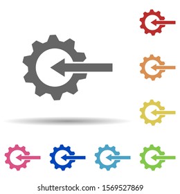 Gear, arrow, integration in multi color style icon. Simple glyph, flat vector of business icons for ui and ux, website or mobile application