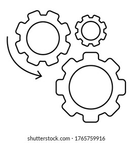 Gear with arrow line vector icon. Vector gear reload symbol.