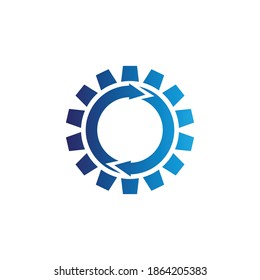 Gear Arrow Logo. Abstract Vector Gear Arrow Icon. Stock Illustration.
