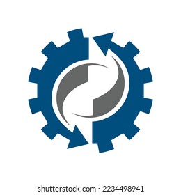 plantilla de icono de logotipo de flecha de engranaje