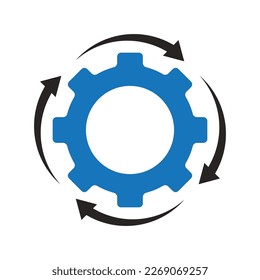 gear and arrow logo vector illustration template design