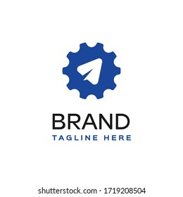 Gear arrow plane flight logo template