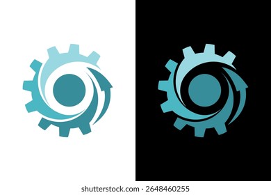 Logotipo creativo de la rotación de la flecha del engranaje