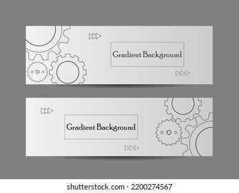 Banner de ajuste de flecha de engranaje pequeña sombra sobre la plantilla de fondo gris y el concepto de negocio para medios, sitio web, plantilla de pancarta de afiches, espacio de copia para texto o diseño