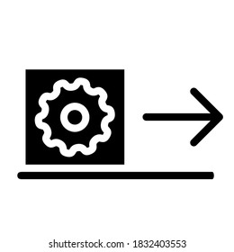 Gear with Arrow Solid Glyph Icon. Production factory, Industrial, Business