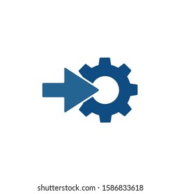 Gear arrow vector icon on white isolated background.