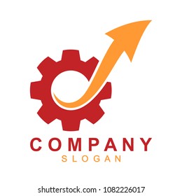Gear arrow vector logo illustration design