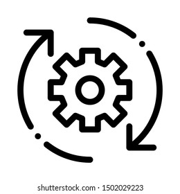 Gear And Arrows Around Agile Element Vector Icon Thin Line. Contour Illustration