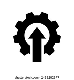 Gear arrows up black line icon. Operational excellence. System upgrade icon, gear with arrow, update process, install software. Vector Illustration.