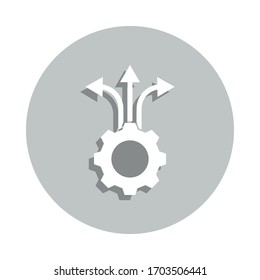 gear, arrows, changes badge icon. Simple glyph, flat vector of Business icons for ui and ux, website or mobile application