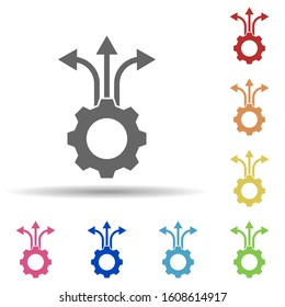 Gear, arrows, changes in multi color style icon. Simple glyph, flat vector of business icons for ui and ux, website or mobile application