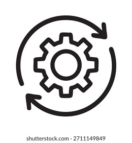 Engrenagem com setas em movimento circular representa processo contínuo e automação de fluxo de trabalho para melhoria contínua e operação do sistema