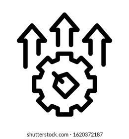 Gear Arrows Label Icon Vector. Outline Gear Arrows Label Sign. Isolated Contour Symbol Illustration