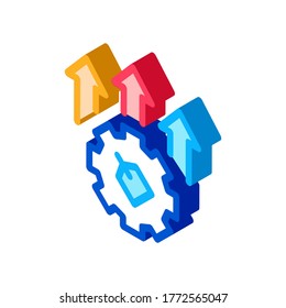 Gear Arrows Label Icon Vector. Isometric Gear Arrows Label sign. color isolated symbol illustration