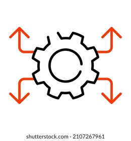 Gear with arrows showcasing network setting icon

