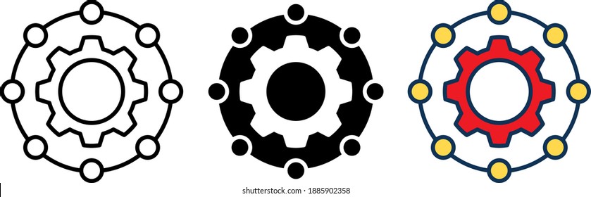 Gear With Arrows symbolising  Integration , vector icon