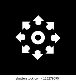 Gear Arrows Vector Directions Icon.Logo Symbol with negative space art.Creative Business Design Concept.