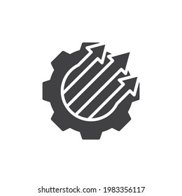 Gear and arrows vector icon. filled flat sign for mobile concept and web design. Workflow process glyph icon. Productivity symbol, logo illustration. Vector graphics