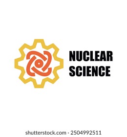 Gear Atom Nuclear Science Sign. Vector Illustration of Emblem Education Object. Learn University Symbol Isolated over White Background.