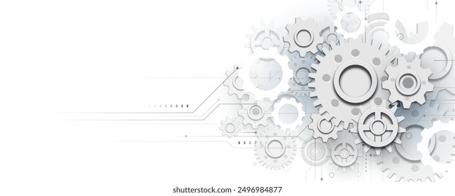 Gear background image, circuit board, network, digital technology and communication