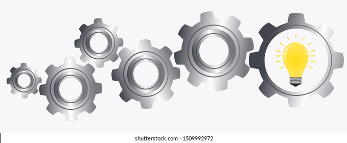 Gear background with a light bulb