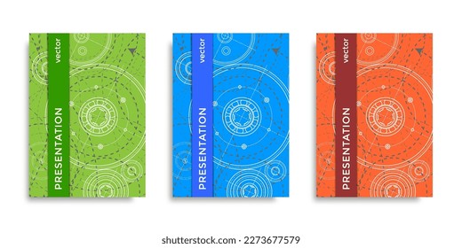  Gear background.Engineering education.Set of templates for brochures.Vector illustration.