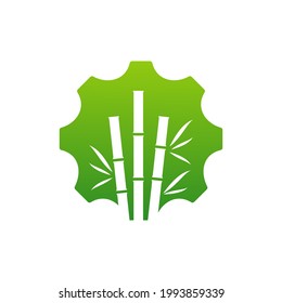 Plantilla vectorial del logotipo de Bambú de engranaje, conceptos de diseño del logotipo de Bambú creativo