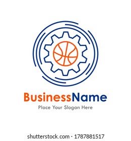 Gear basket ball or world vector logo template. Suitable for business, web, technology, sports, art and symbol