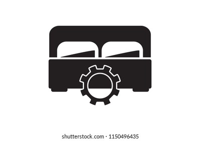 gear, bed, icon, illustration