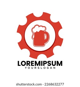 gear and beer logo design vector