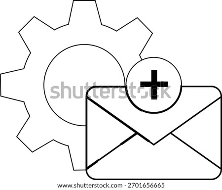 A gear behind an email icon with a plus sign
