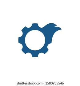 Gear and Bird Logo Design. Technology and Service or Renovation