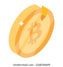 Fanggerät und Bitcoin, isometrisches Symbol des Kryptoprozesses 

